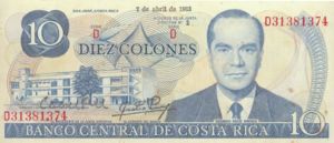 Banknote: 10 Colones (Costa Rica) (1968-1992 Issue) Wor:P-237b.12