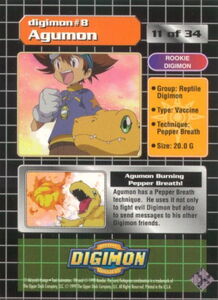Game Card: 8 Agumon (Digital Digimon Monsters(Digimon Animated Series Edition 1) Col:DDM-DASE-11 Game Card: 8 Agumon (Digital Digimon Monsters(Digimon Animated Series Edition 1) Col:DDM-DASE-11