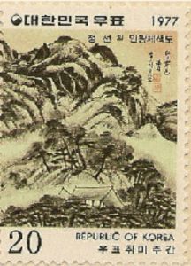 Mt. Inwang after the rain by Chung Seon