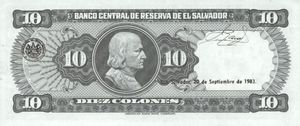 Banknote: 10 Colones (El Salvador(1983-1988 