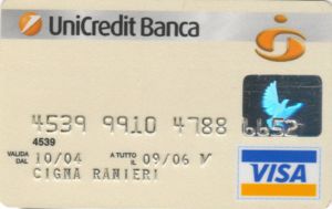 Bank Card Visa Unicredit Unicredit Banca Italy Col It Vi 0047