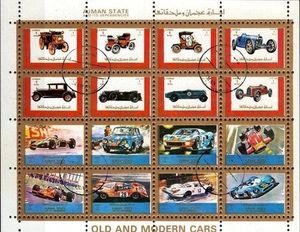 Stamp: Old and racing cars (Ajman(Cars, small format) Col:AJ 1973.03.31 ...