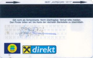 Bank Card Servicekarte 02 Raiffeisen Bank Austria Col At Ms 0006