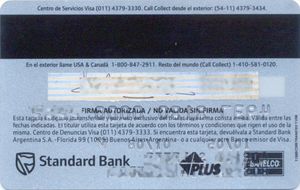 Bank Card Business Card Standard Bank Argentina Col Ar Vi 0086