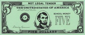 Banknote: 5 Dollars (Fantasy Issues) (Educational Money & Play Money