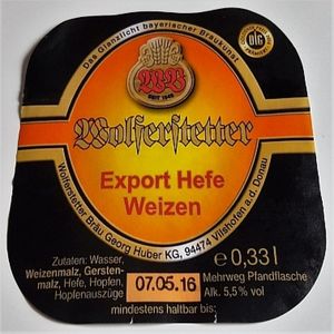 Drink Label: Wolferstetter Export Hefe Weizen (Wolferstetter Bräu Georg ...