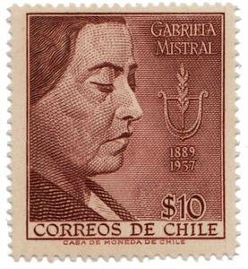 Stamp Gabriela Mistral 18 1957 Poet Nobel Prize 1945 Chile Gabriela Mistral 1st Death Anniv Mi Cl 526 Sn Cl 300 Yt Cl 267 Sg Cl 460 Chi Cl 581