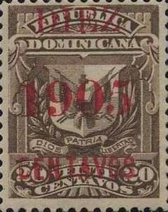 Coat of Arms overprinted in red 10c on 20c