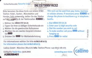 Phonecard Callino Callhome Reise Bank Spiderweb 10dm