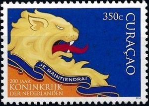 Heraldic lion and motto