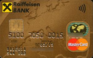 Bank Card: GOLD Europe map RUB (Raiffeisenbank, RussiaCol:RU-MC-0644.03