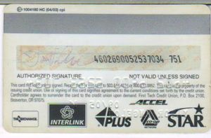 bank card: firs tech (first tech credit union, united states of america) col:us vi 0231 bank card: firs tech