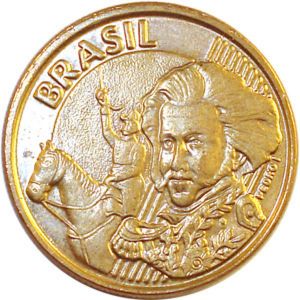 10 Centavos ("T" partially inside stripes) Pedro I