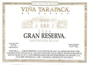Drink Label: Viña Tarapaca Gran Reserva (Viña San Pedro Tarapacá S.A ...