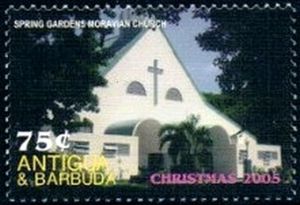 Stamp: Spring Gardens Moravian Church (Antigua and Barbuda) (Christmas