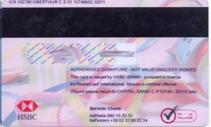 Bank Card: Hsbc (HSBC bank, ItalyCol:IT-MC-0021