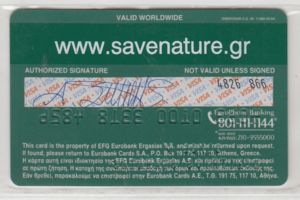 Bank Card Wwf A Efg Eurobank Ergasias S A Greece Col Gr Vi 0183