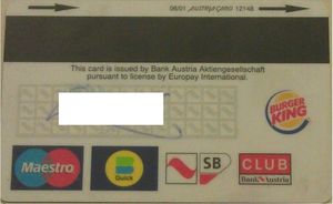 Bank Card Mega Card Bank Austria Austria Col At Ms 0021