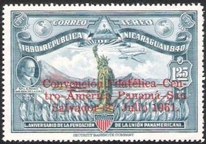 Overprint in red Convention Filatelica Centro America-Panam…