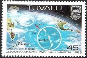 Stamp: Satellite view of Tuvalu (Tuvalu(Commonwealth day 14th March