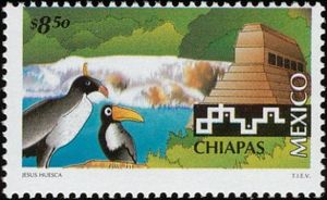 Palenque Pyramid and Waterfalls, Chiapas; Birds