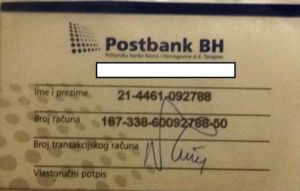 Bh Bank Card Example Bank Card: Postbank BH (Postbank BH, Bosnia and HerzegovinaCol:BA-GM-0002 💳