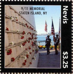 Stamp: 9/11 Memorial at Staten Island (Nevis(15th Anniversary of the ...