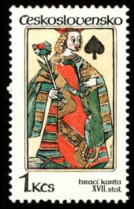 邮票: Queen of Spades (17th-century) (捷克斯洛伐克(Playing Cards) Mi:CS 2776,Sn ...