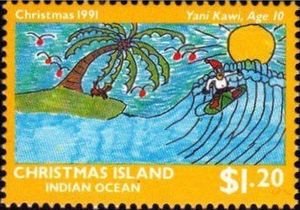 "Santa Claus Surfing" (Yani Kawi, Age 10)