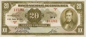 Banknote: 20 Colones (Costa Rica(1939-1949 Series F Issue) Wor:P-206d
