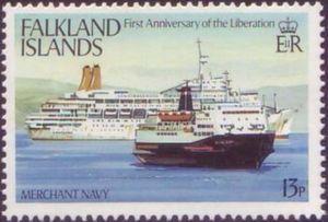 Stamp Merchant Navy Falkland Islands 1st Anniversary Of The Liberation Mi Fk 379a Sn Fk 376 Yt Fk 392 Sg Fk 455