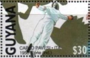 Stamp Carlo Pavesi (Guyana) (Olympic Gold Medal Winners) MiGY 3556,Sn