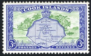 Aitutaki map and palms