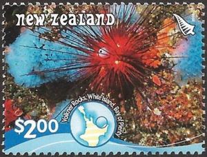 Volkner Rocks Stamp: Red Sea Urchin, Volkner Rocks - White Island, Bay of Plenty (New ...
