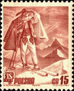 Skier in folk costume