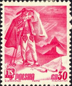 Skier in folk costume