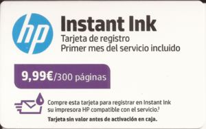 Gift Card: HP Instant Ink (HP, Spain) (Hp) Col:ES-HP-003