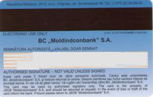 Bank Card Emblem Moldindconbank Moldova Col Md Ve 0031 02