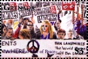 Protesters against landmines