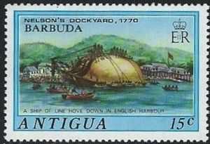 Ship of the Line, English Harbour, 1770 - Overprinted