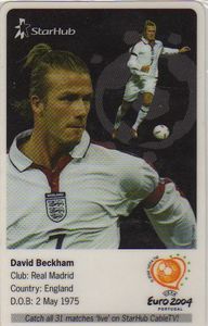 Phonecard: Euro 2004 - David Beckham (StarHub, Singapore(Football