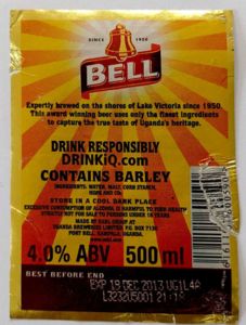 Drink Label: Bell (Uganda Breweries, UgandaCol:UG-BEER-000011
