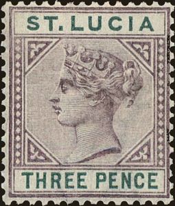 Stamp Issues Of 18 98 Saint Lucia Queen Victoria Mi Lc 26ii Sn Lc 32 Yt Lc 33 Sg Lc 47