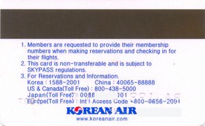 Functional Card Korea Air Skypass Blue Morning Calm Airlines Korea South Korean Air Col Kr Koair 003