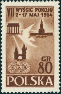 Emblem,Characteristic buildings of Warsaw, Berlin and Prague