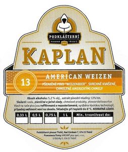 Drink Label: Kaplan American Weizen (Podklasterni pivovar Trebic, Czech ...
