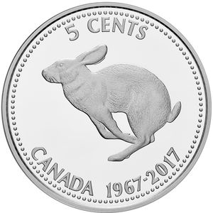 Coin: 5 Cents (1967 Centennial, Rabbit) (Canada(2017 - 150th ...