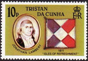 Jonathan Lambert & flag of 1811, Isles of Refreshment.