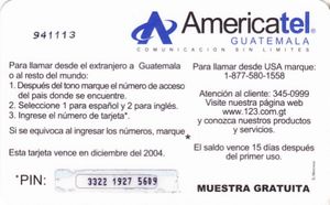 Tarjeta Telefónica: Americatel El Salvador (Remote Memory Guatemala ...