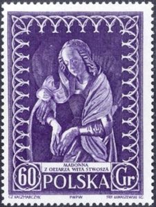 Stamp: Madonna by Veit Stoss (Scene from Gothic Altar in Cracovia
